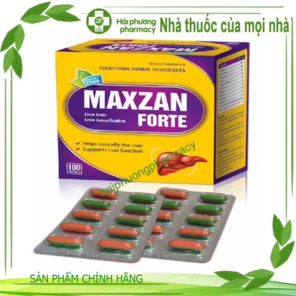 Thực phẩm chức năng giải độc gan Maxzan giúp hỗ trợ thanh nhiệt, giải độc, mát gan hộp 100 viên