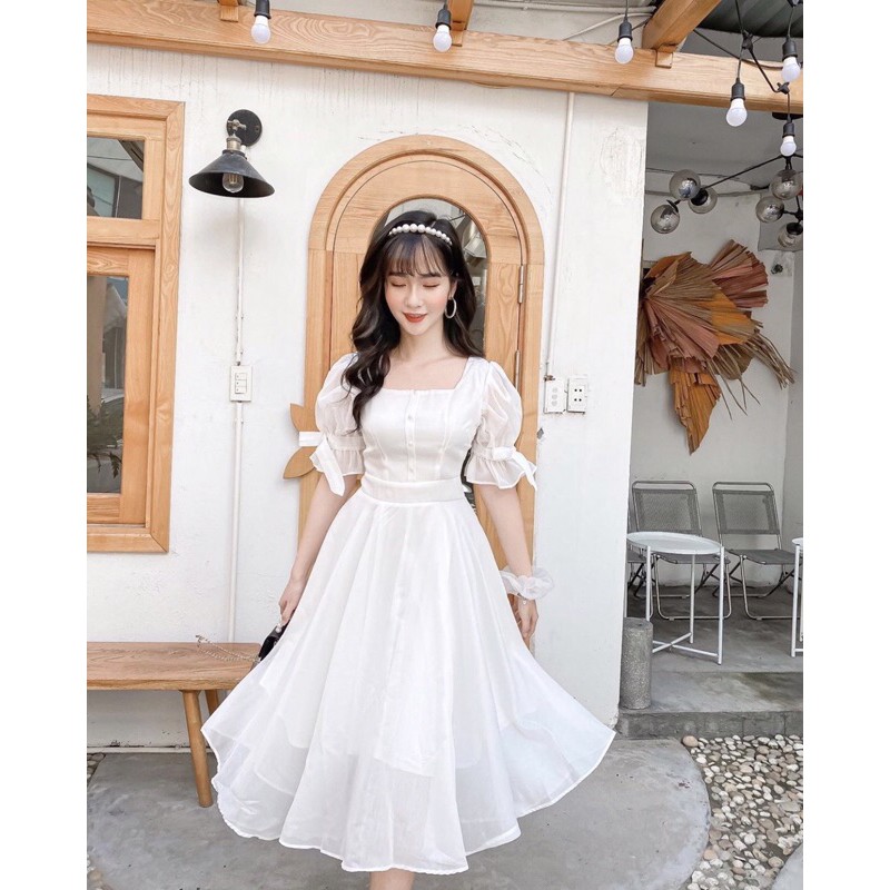 Đầm dự tiệc Blapink thiết kế cổ vuông tay nơ- KIKA DRESS T187