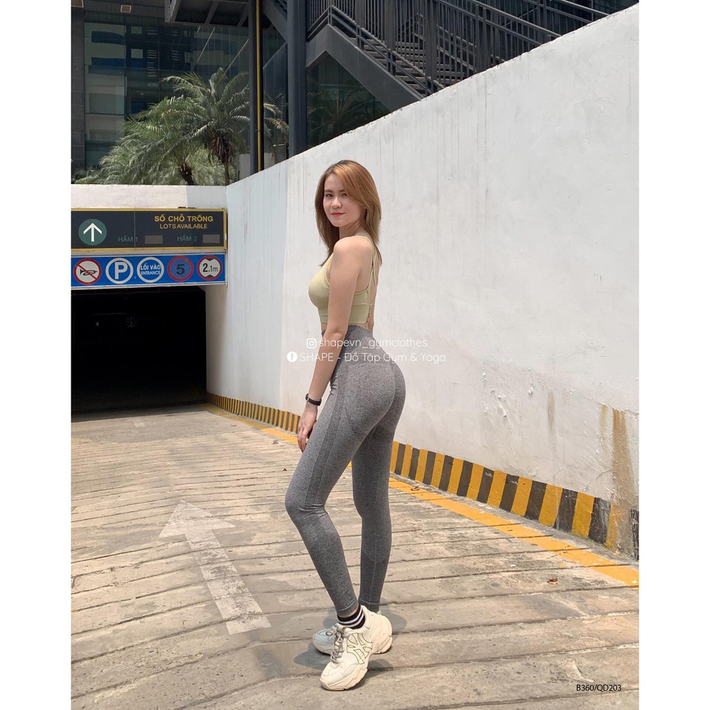 Quần legging tập gym nữ dệt viền mông [QD203]