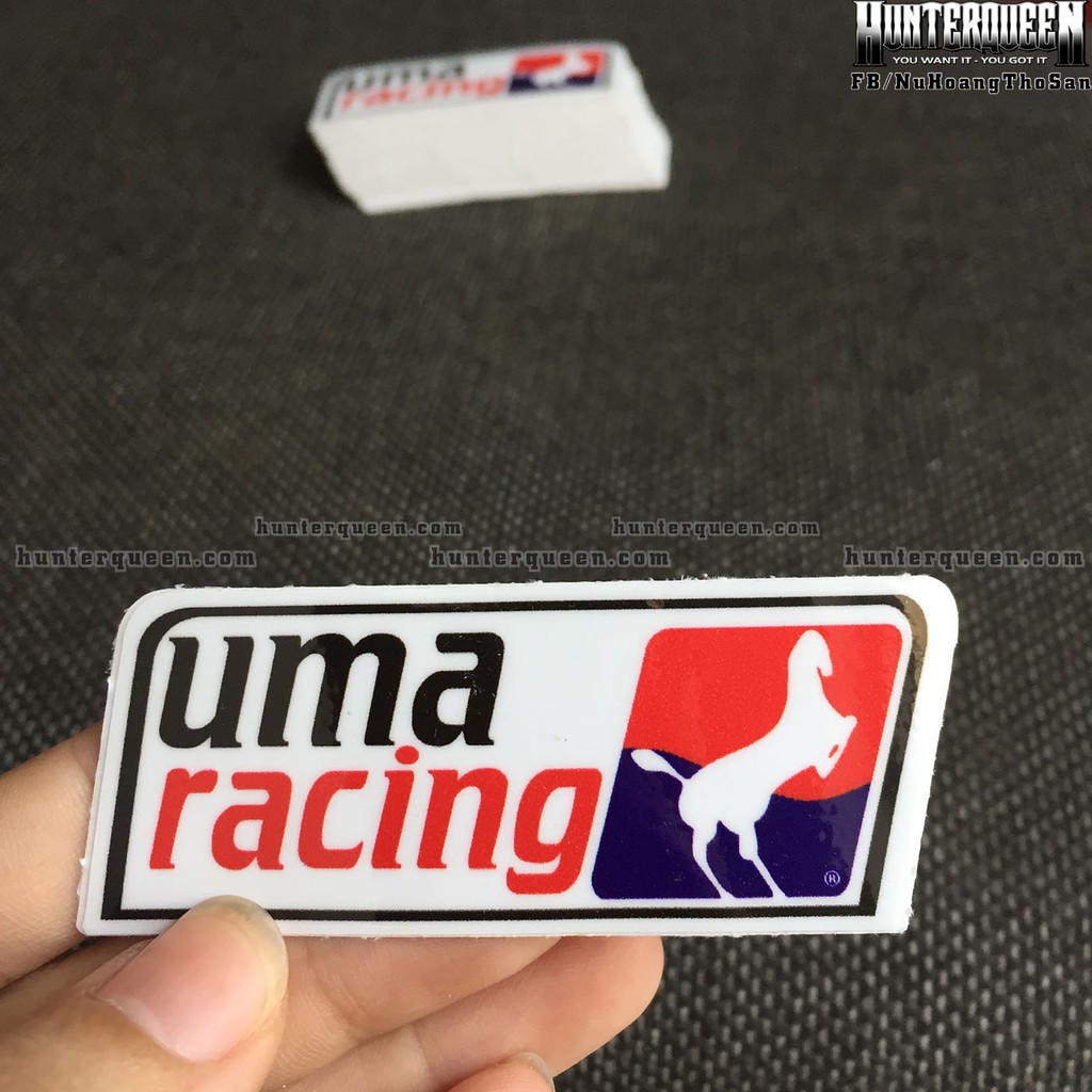 UMA RACING[7.8x3cm] decal cao cấp chống nước, sắc nét, bền màu, dính chặt. Hình dán logo trang trí mọi nơi