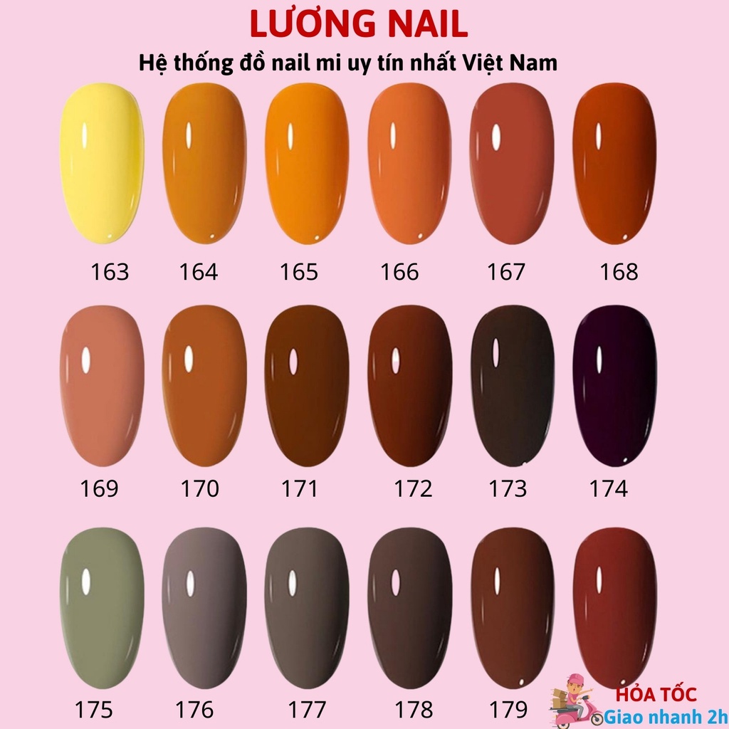 Sơn gel MLADEA sơn móng tay gel tone cam đất vàng chanh nâu tây mã 163 đến 180