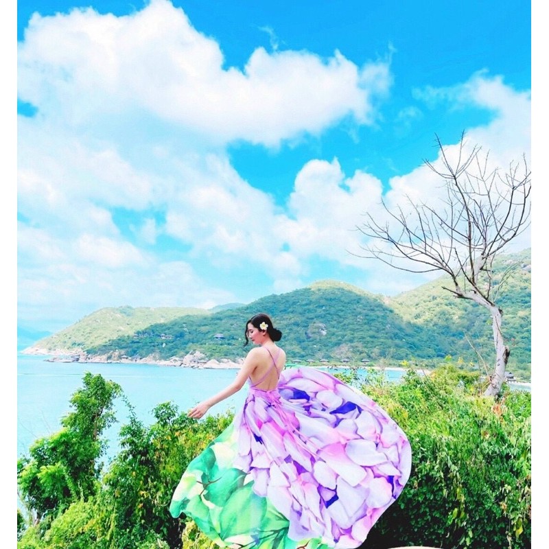 (miễn phí chỉnh váy) đầm maxi ombre màu loang hoa hai dây hở lưng đi biển du lịch chụp hình sống ảo thiết kế sang trọng | BigBuy360 - bigbuy360.vn