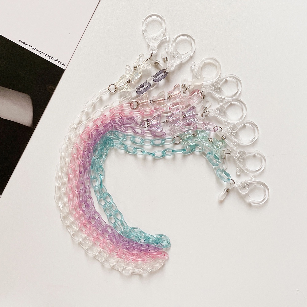 Dây Đeo Mắt Kính Chống Thất Lạc Bằng Acrylic Màu Kẹo Hình Bướm Phong Cách Mới