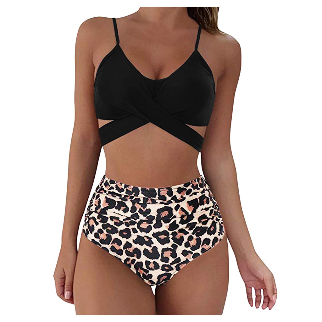 Women Leopard Print Bikini Set Push Up Bathing Swimwear High waist Swimsuit | BigBuy360 - bigbuy360.vn