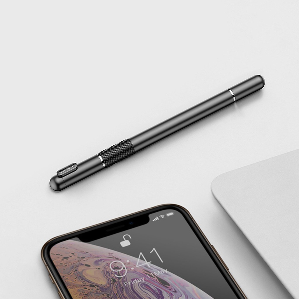 Bút Cảm Ứng Điện Dung 2 Trong 1 Baseus Smartphone Tablet IPad - Xám đen - Hàng chính hãng