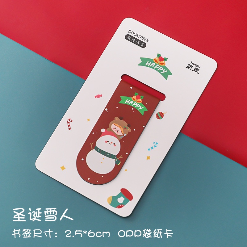 1 Thanh đánh dấu trang sách có nam châm từ tính họa tiết hoạt hình phong cách giáng sinh sáng tạo