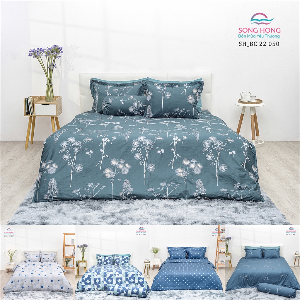 Bộ chăn ga gối 1.8mx2m (ga chần) + Chăn Xuân Thu - Chất cotton - Sông Hồng chính hãng