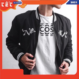 Áo khoác bomber thêu 3 lớp chần bông