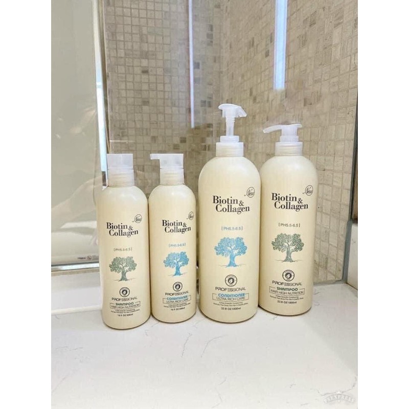 Cặp dầu gội xả Biotin collagen mềm mượt chống rụng tóc