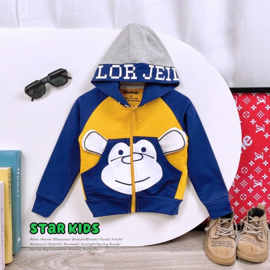 ÁO KHOÁC BÉ TRAI CON KHỈ SIZE NHÍ 1-8 TỪ 9-25KG