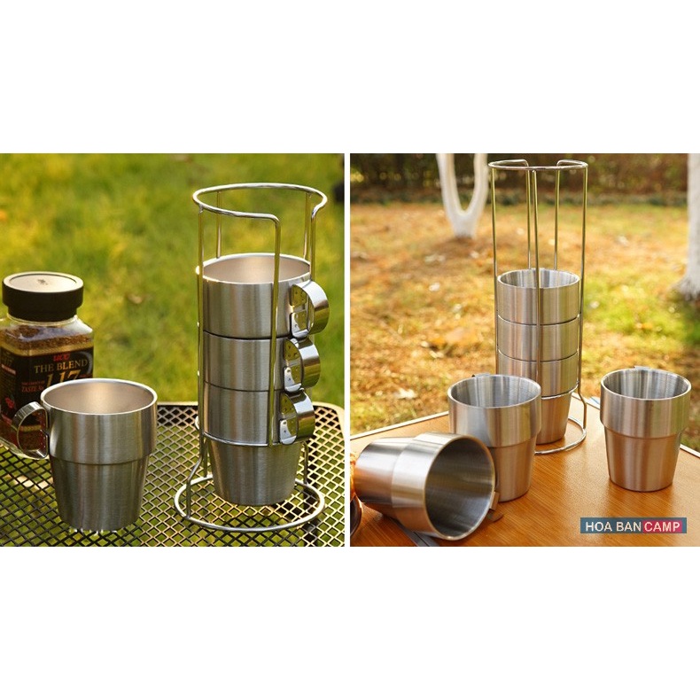 Bộ 4-6 Cốc Dã Ngoại, Cắm Trại 2 Lớp - Cách Nhiệt