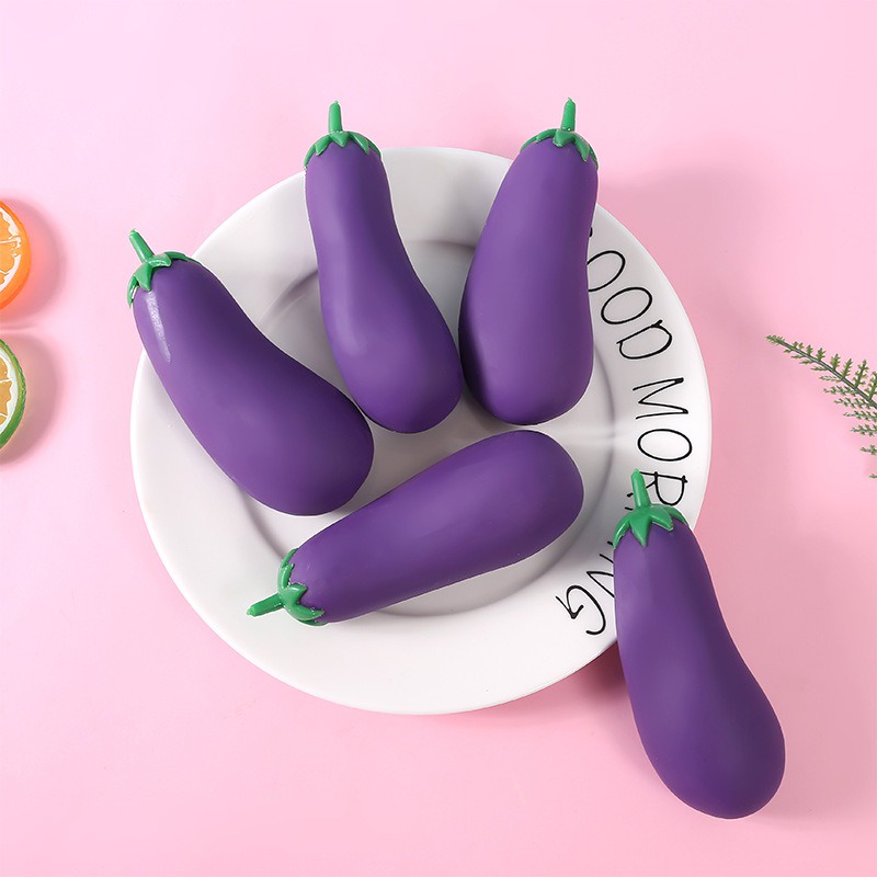 Squishy Mochi hình CỦ CÀ TÍM KÉO DÀI mềm mịn dễ thương chân thực giảm stress co dãn đàn hồi ngộ nghĩnh bóp giải trí