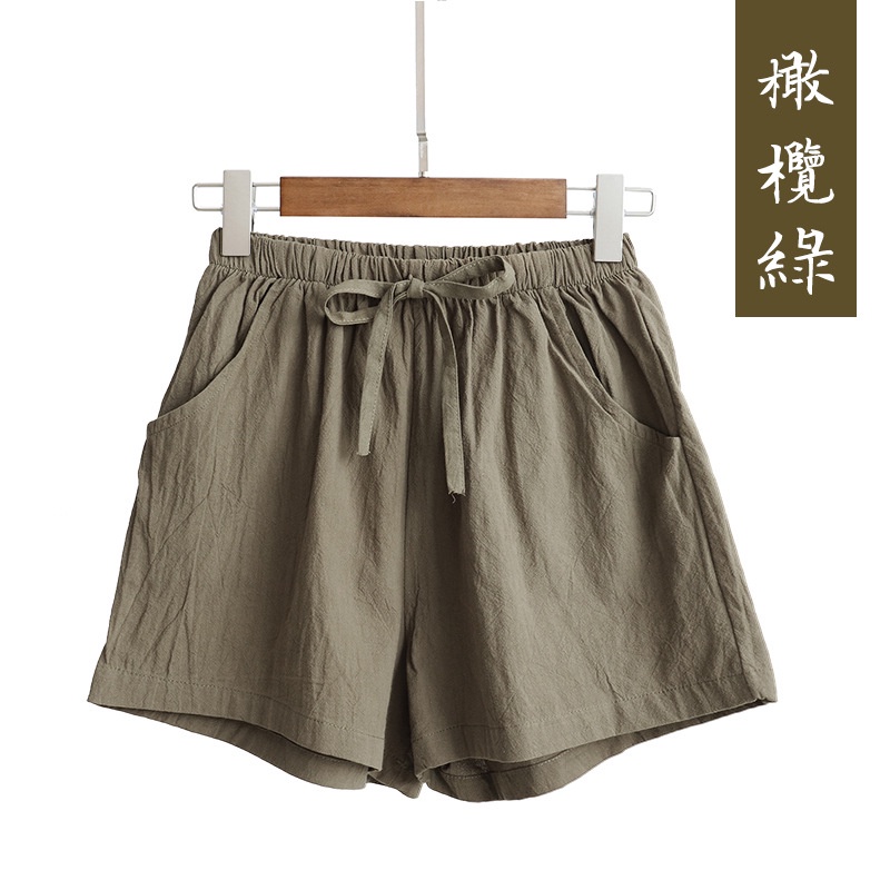 Quần Short Cotton Linen Ống Rộng Lưng Cao Thời Trang Mùa Hè Phong Cách Hàn Quốc Cho Nữ