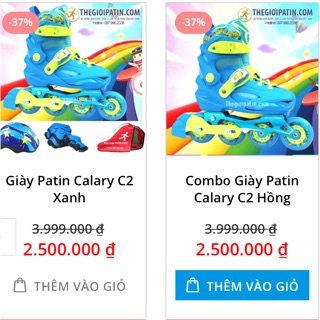 Giày patin Calary C2 (2 màu xanh + hồng )