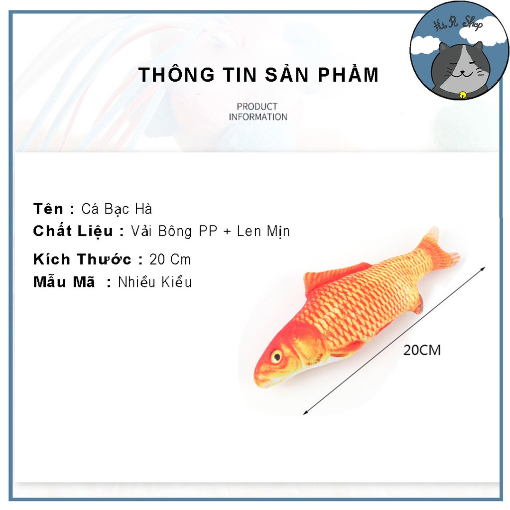 [Đồ Chơi] Cá 3D Nhồi Bông Và Catnip Cao Cấp Cho Chó Mèo Chất Liệu Bông Và Vải Len Mịn Dành Cho Thú Cưng Dài 20cm