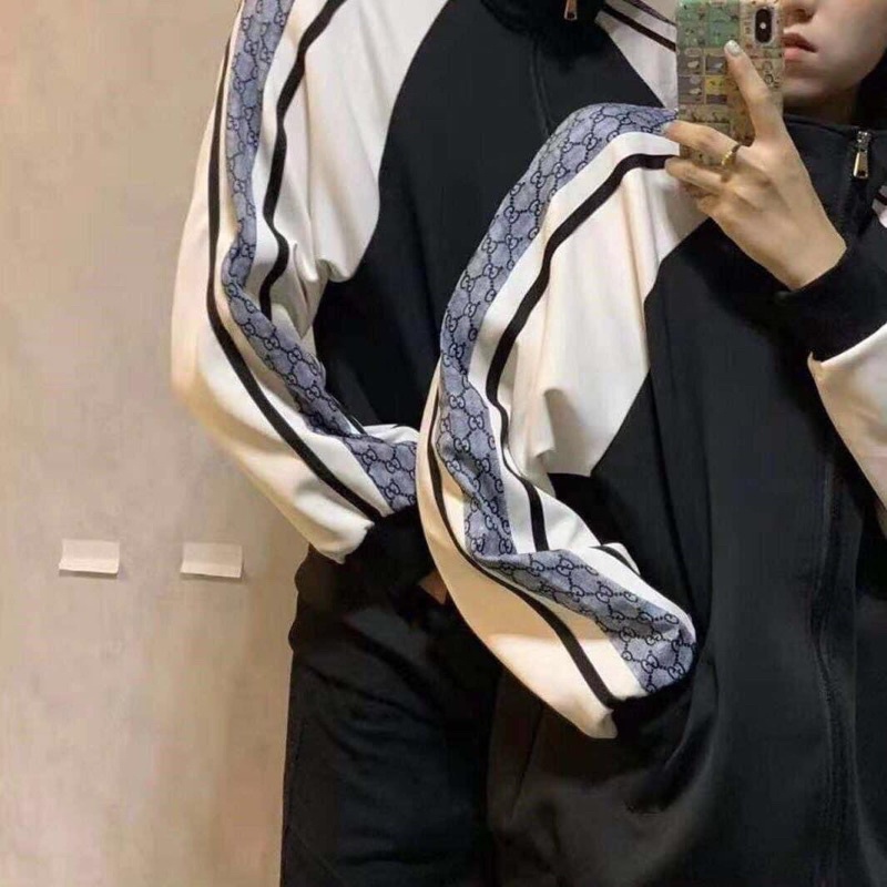 áo khoác bomber kaki phối viền gucci