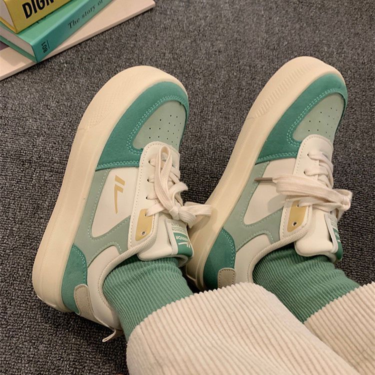 Giày Thể Thao Trắng Mũi To Phong Cách Hàn Quốc Dễ Phối Đồ Thời Trang Mùa Xuân Cho Học Sinh