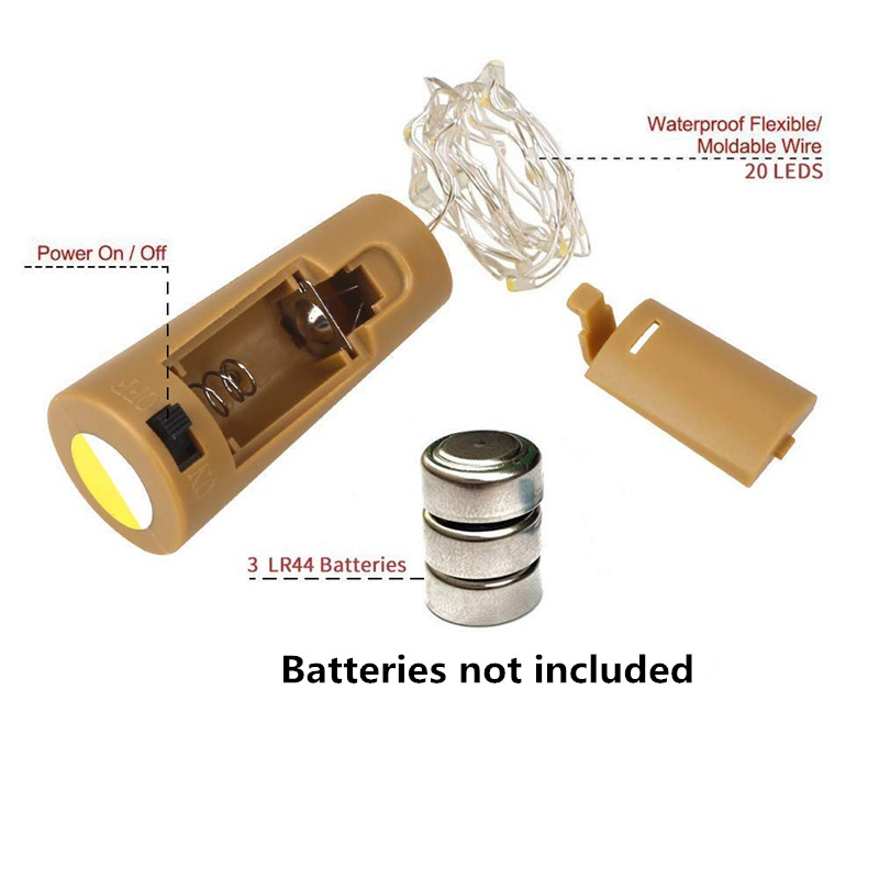 Dây đèn LED 20 bóng kèm nút bần gắn chai rượu trang trí tiệc cưới/ngày lễ Giáng Sinh