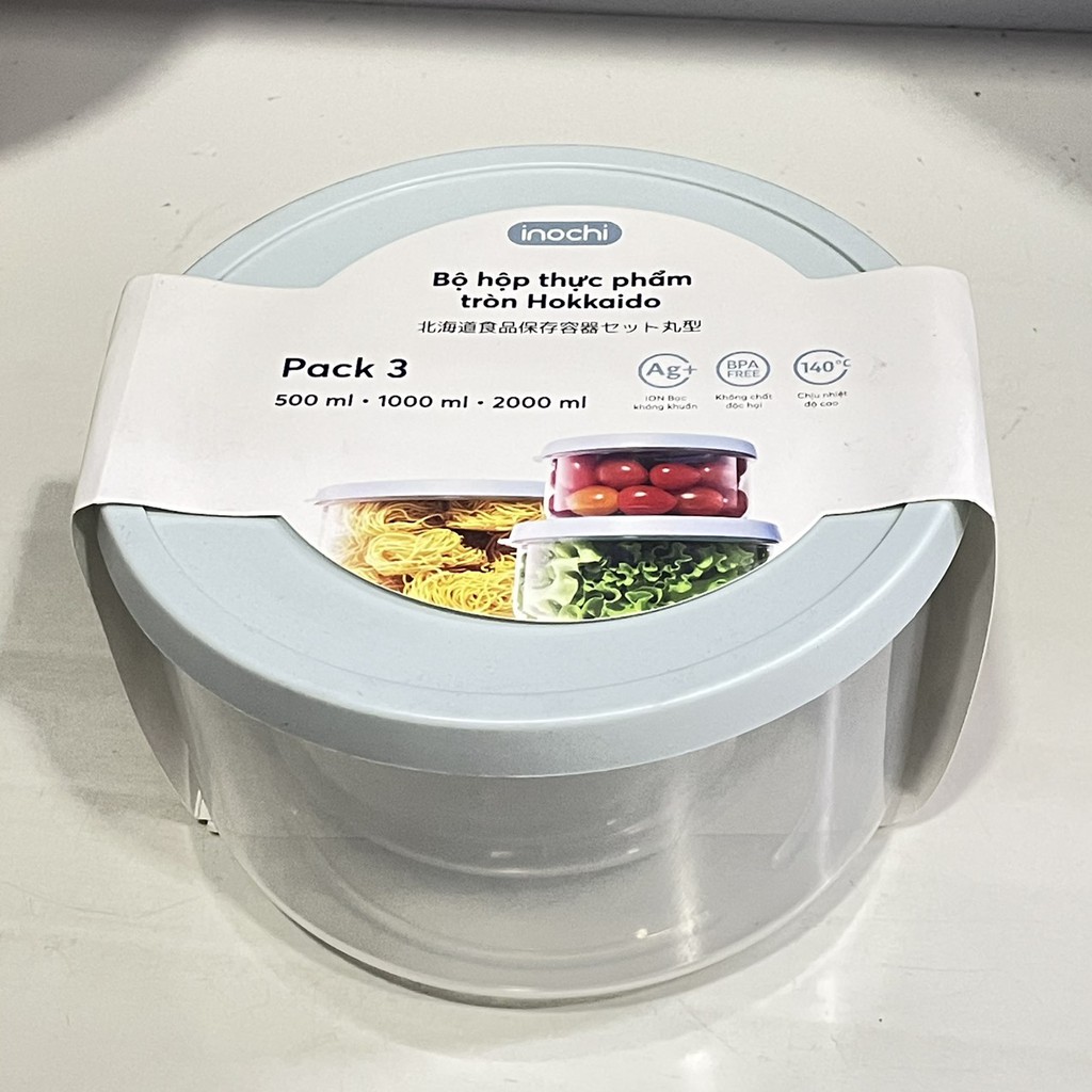 Combo 3 Hộp Nhựa Đựng Thực Phẩm Tròn 500ml -1000ml- 2000ml