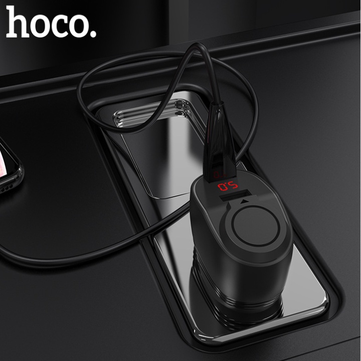 Bộ chia tẩu sạc ô tô Hoco Z34, tích hợp 1 tẩu và 2 cổng sạc USB, 3.1A max, 96W, Hoco car charger