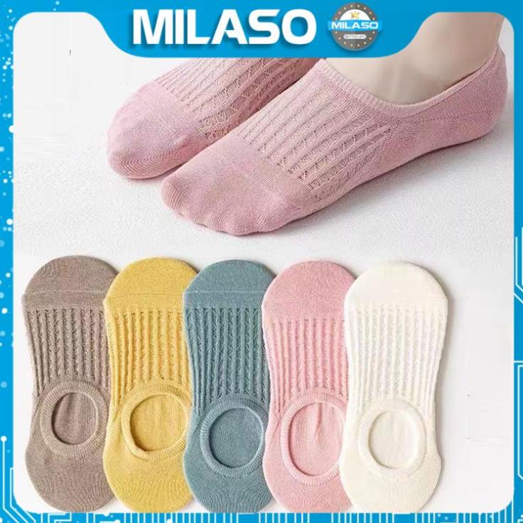 Tất nữ cổ ngắn MILASO tất vớ nữ cổ thấp co giãn đi giày búp bê, giày thể thao chạy bộ, yoga, tập gym FAS-001322