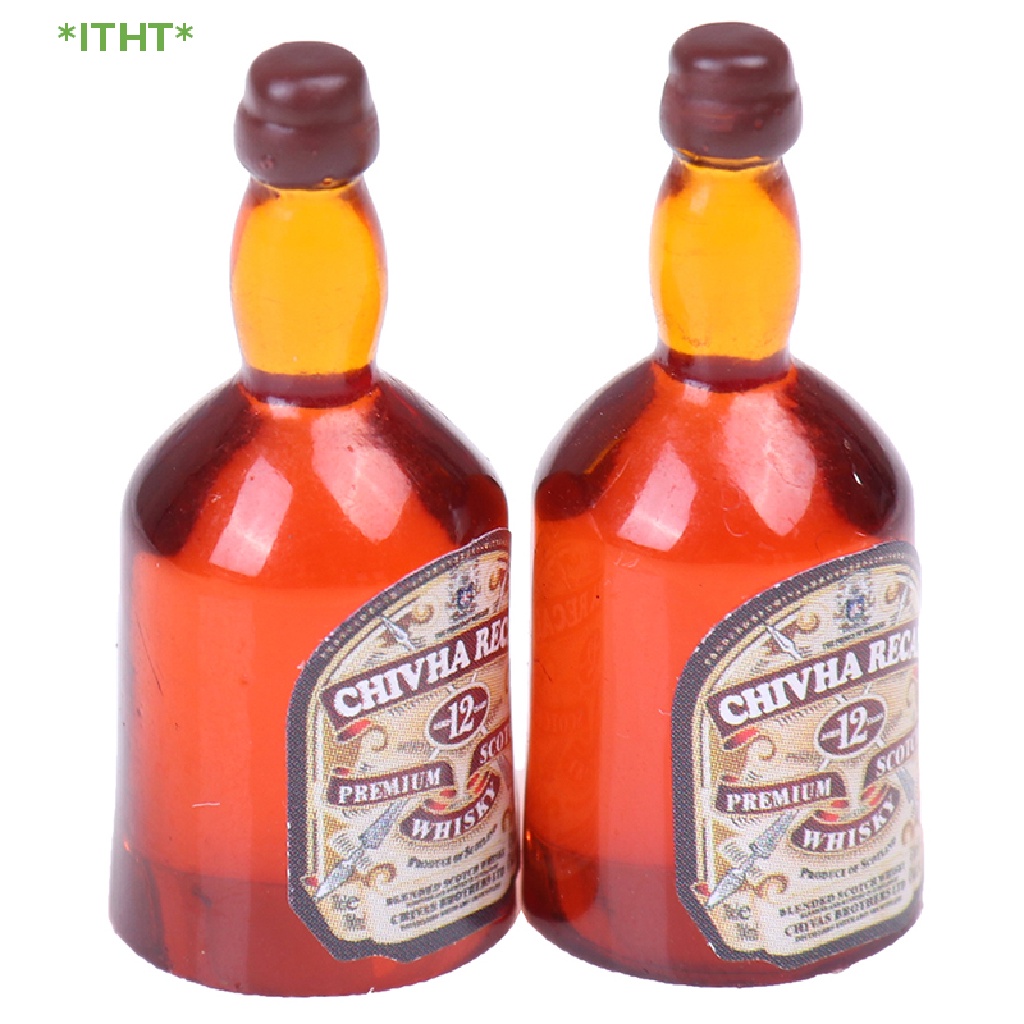 Bộ 2 Chai Rượu Whiskey Đồ Chơi Búp Bê Cỡ 1 / 12 Mới