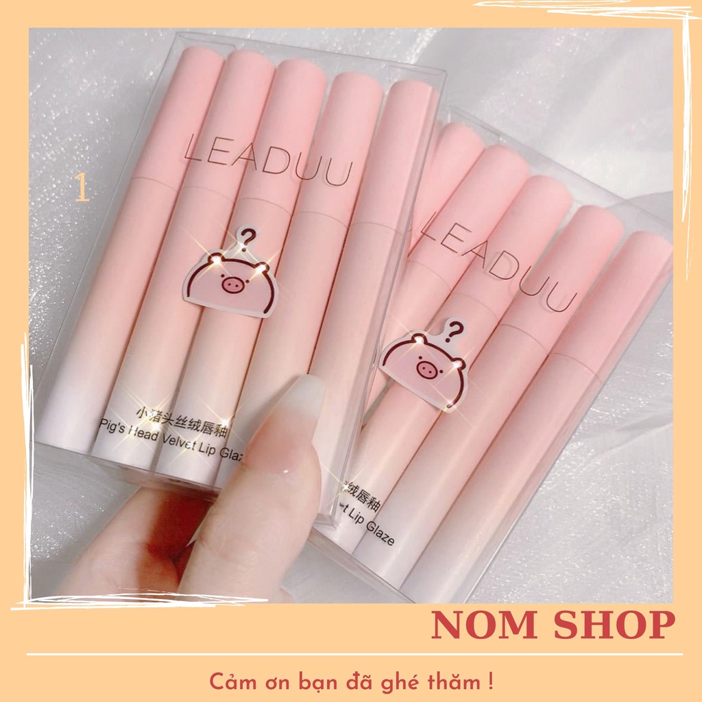 Set 5 cây son lợn hồng leaduu