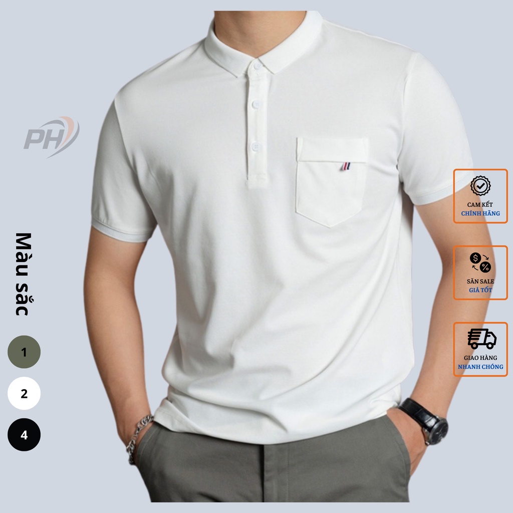 Áo Polo Nam túi ngực - Đen, basic chất cotton cá sấu dày dặn mặc thoáng mát, full size phân phối độc quyền-PHSHOP204