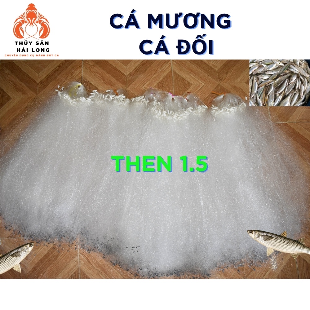 Lưới đánh cá 3 màn cao 85cm, ô mắt then 1.5 siêu bén đánh cá mương, cá đối