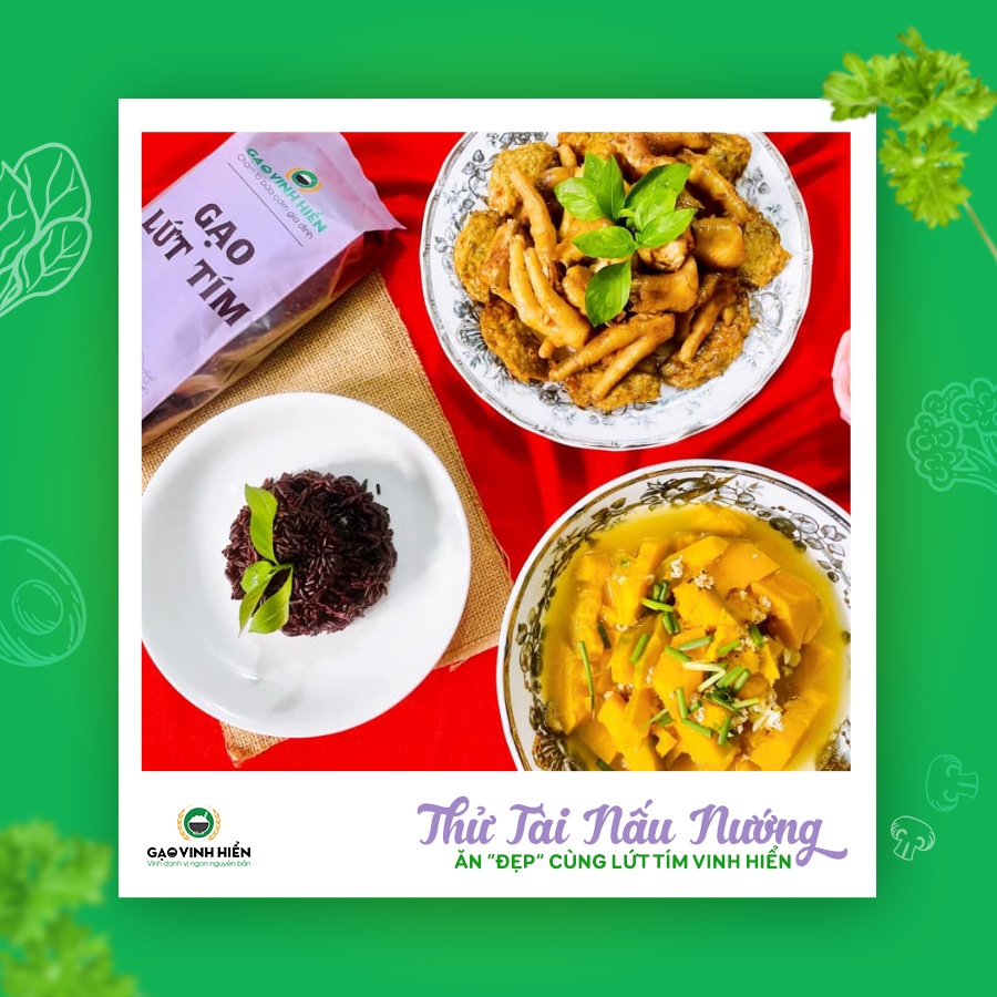 Combo 6 túi Gạo Lứt Tím Vinh Hiển 1kg tặng thêm 1 túi Lứt Đỏ 1kg - Ngọt Cơm, Dinh Dưỡng