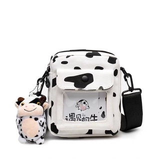 Túi tote vải kèm bò sữa trong suốt đeo chéo minibag cho bé trai bé gái đi chơi, du lịch, đi biển