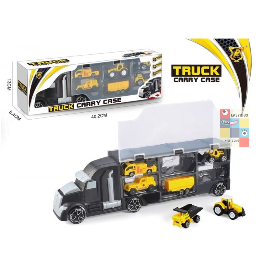 Đồ chơi xe container vận chuyển xe ô tô và trực thăng  EASYKIDS giúp bé phát triển tư duy