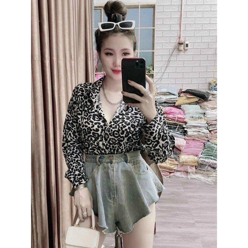 Sơ mi beo lụa tay dài