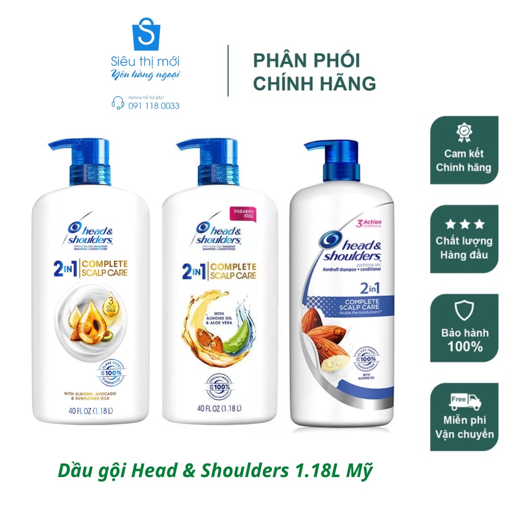 DẦU GỘI XẢ HEAD &amp;SHOULDERS 2 IN 1 COMPLETE SCALP CARE (1.18L)
