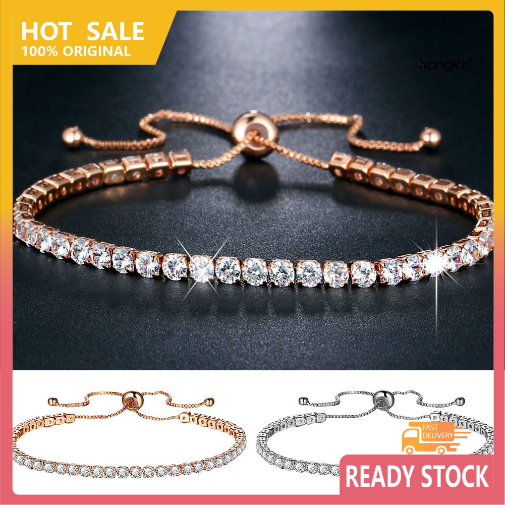 Vòng đeo tay đính đá zircon nhân tạo lấp lánh thời trang cho nữ