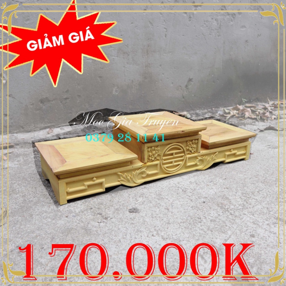 Tam sơn bục kê thờ cúng bát hương gỗ mít
