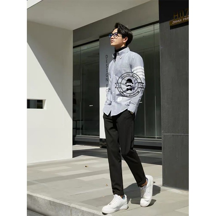 Sơ mi Thom Browne Ghi 4 Vạch