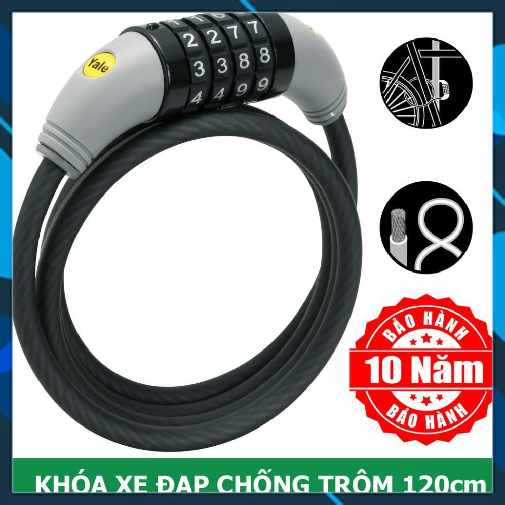 Khóa dây xe đạp 4 số Yale YCCL1/8/120/1 dài 120cm đường kính cáp thép 8mm