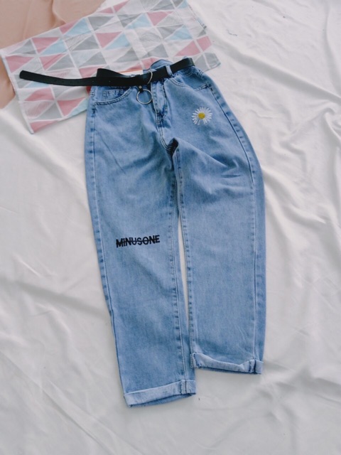 Quần jean baggy lưng cao thiêu hoa cao cấp | BigBuy360 - bigbuy360.vn