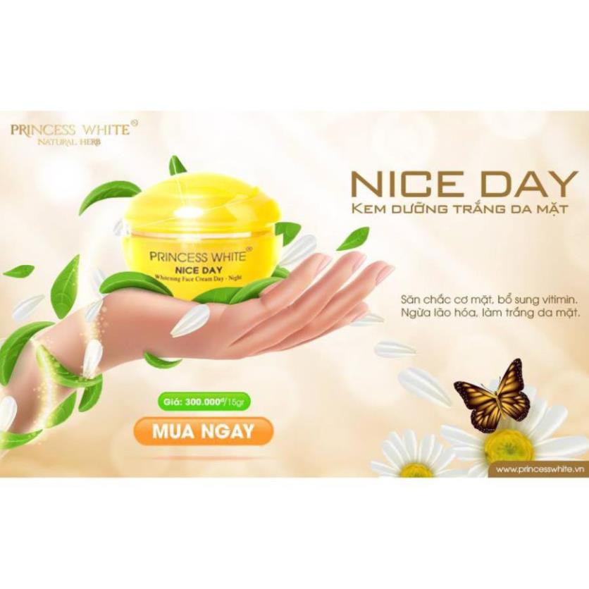 [COMBO 5] 5 HỘP KEM DƯỠNG TRẮNG DA MẶT NICE DAY THƯƠNG HIỆU PRINCESS WHITE