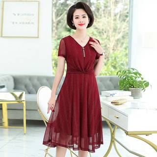  Đầm nhũ kim tuyến trung niên VA35