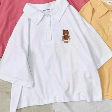 Áo Phông POLO Nữ Có Cổ Form Rộng In Hình Đôi Bạn Thân Nhỏ Cute Unisex Tay Lỡ Chất Thun Cotton Mềm Mát TTQ0021