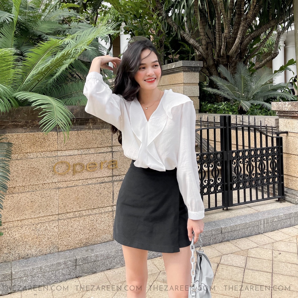 ÁO SƠ MI CỔ BÈO ZAREEN SOM48 TRẮNG