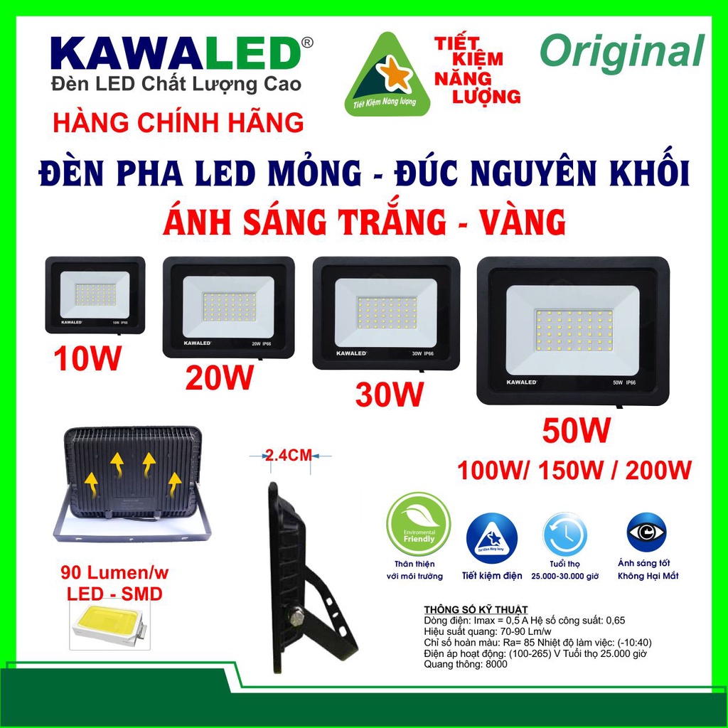 ĐÈN PHA LED MỎNG ĐÚC NGUYÊN KHỐI FL 10W/20W/30W/50W-T/V