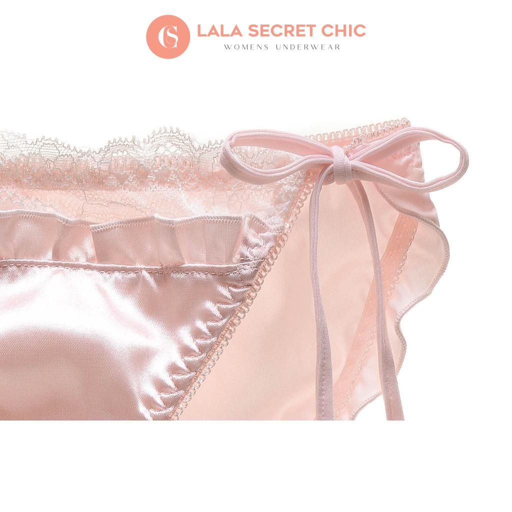 Quần lót nữ LALACHIC hoạt tiết phối ren dây hông điều chỉnh được