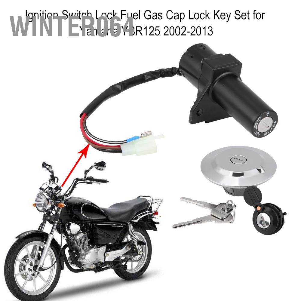 Xe máy Scooter Khóa công tắc đánh lửa Bộ chìa khóa nắp xăng cho Yamaha YBR125 2002-2013 Winter064