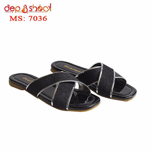 Dép quai chéo nữ kim tuyến nữ big size MS - 7036