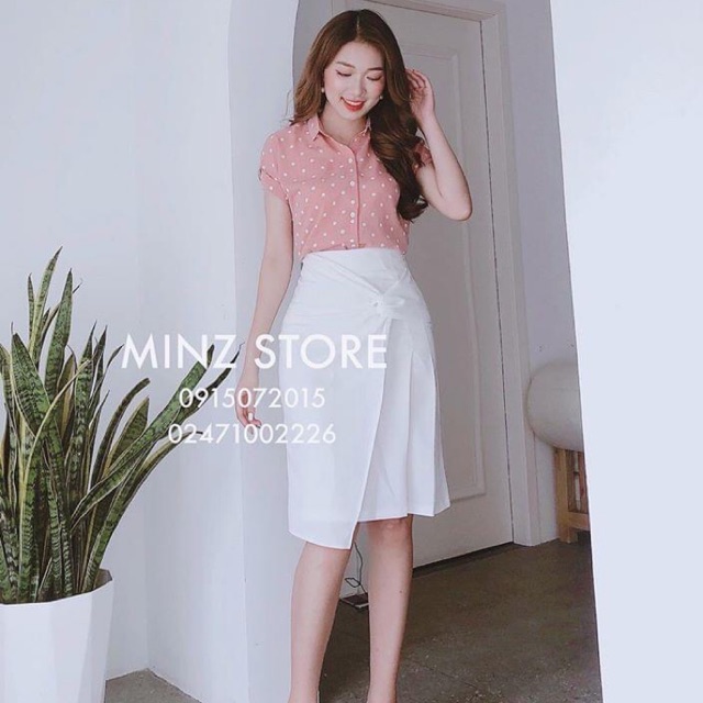 Chân váy xếp li phối tà trẻ trung sành điệu