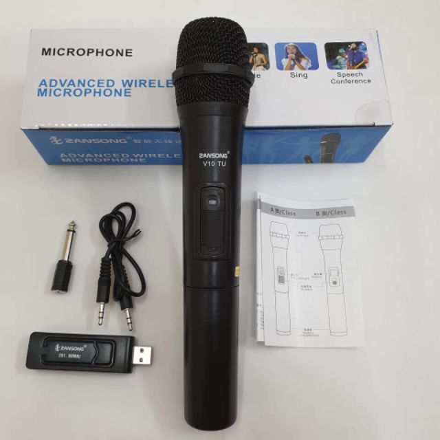 Micro không dây hát karaoke Zansong V10 dùng cho amly gia đình và loa karaoke xách tay, loa kéo