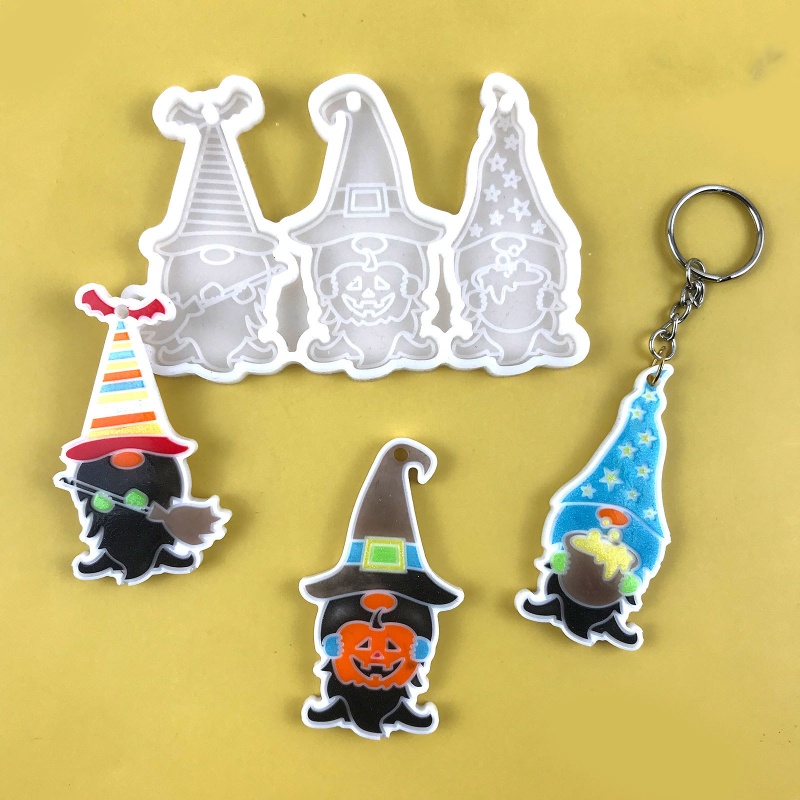 San * Khuôn Silicon Làm Móc Khóa Bằng Resin Epoxy Hình Quả Bí Ngô Phục Sinh DIY M